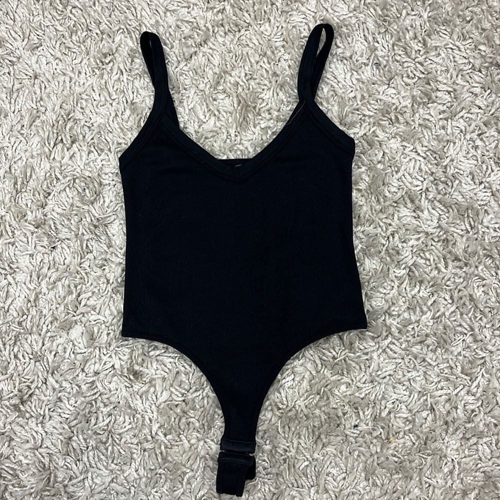 Black ribbed tank top bodysuit